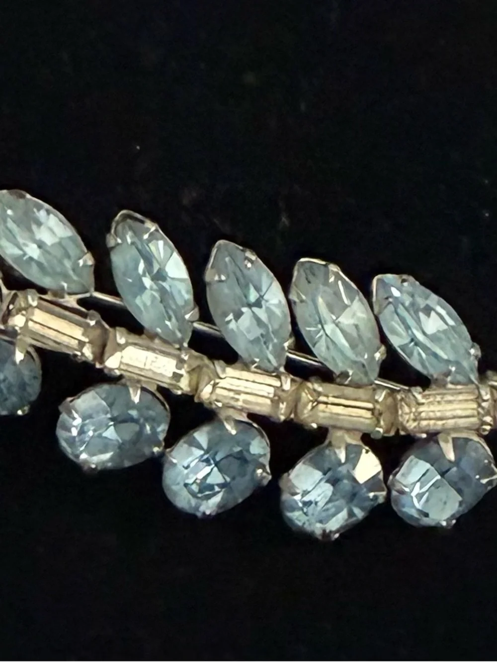Vintage CORO Light Blue Crystal Leaf-Style Women's Brooch